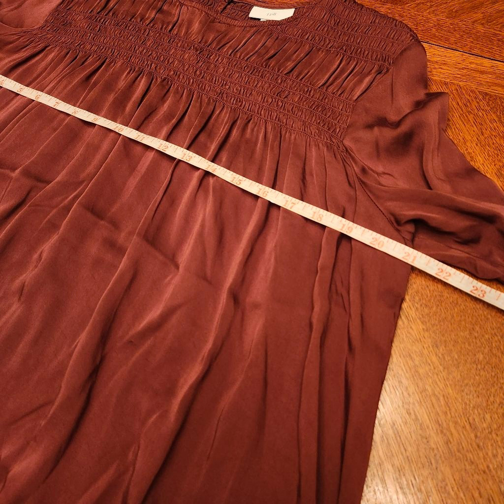 Women's J.Jill Burgundy Long Sleeve Blouse M A2 - Picture 5 of 6